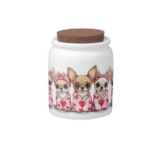 Valentines Day Chihuahua Dogs Candy Jar
