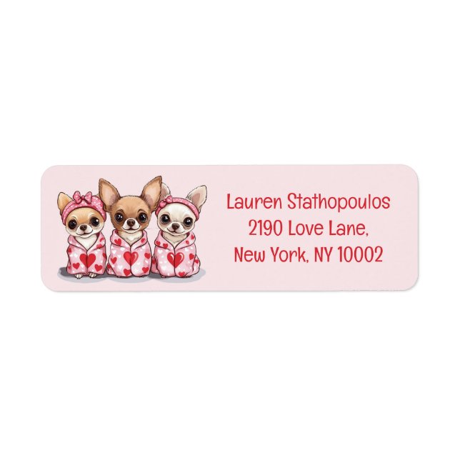 Valentines Day Chihuahua Dogs Label (Front)