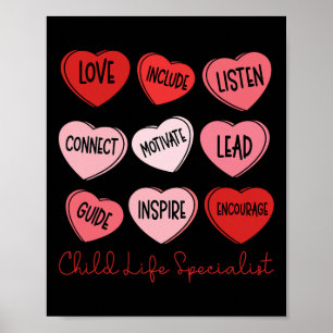 Valentine's Day Child Life Specialist Cute Hearts Poster
