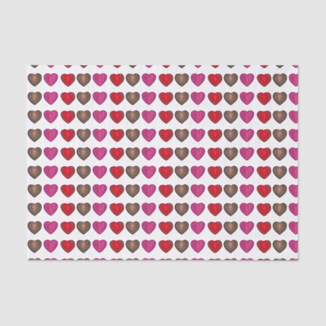 Valentine's Day Chocolate Heart Pink Red Brown Tissue Paper (Front)