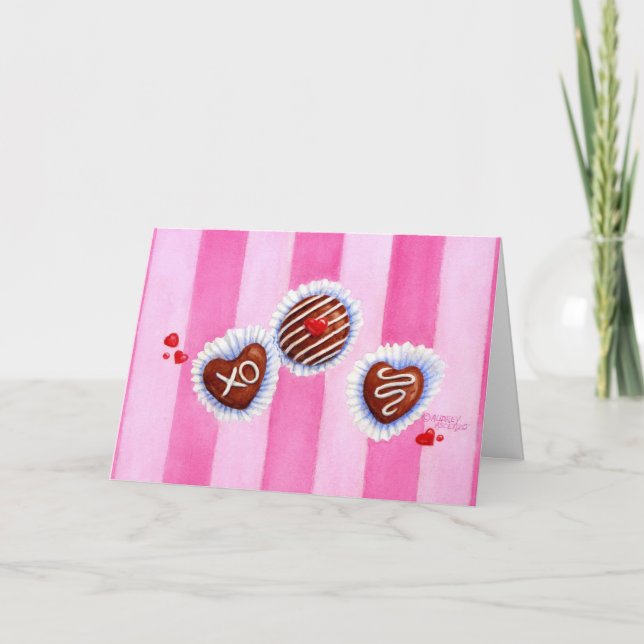 Valentine's Day Chocolate Hearts Greeting Card (Front)
