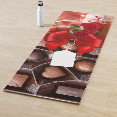 Valentines Day chocolate  roses present yoga mat