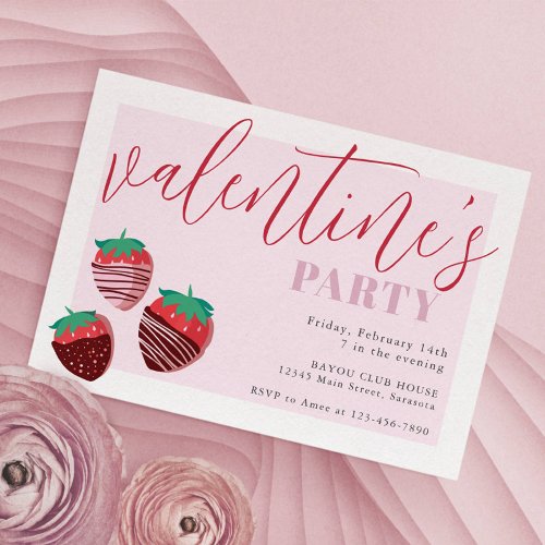 Valentines Day Chocolate Strawberries Party Invitation