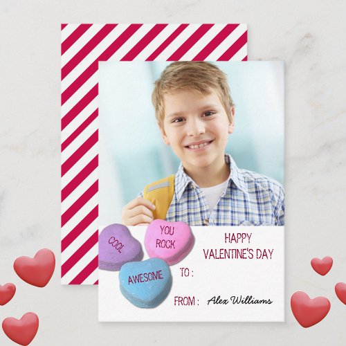 Valentines Day Classroom Boy Custom Photo Note Card