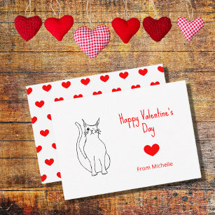 Valentine's Day Classroom Party Cute Cat Hearts Note Card