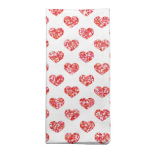 Valentine's Day Cloth Napkins with Red Hearts