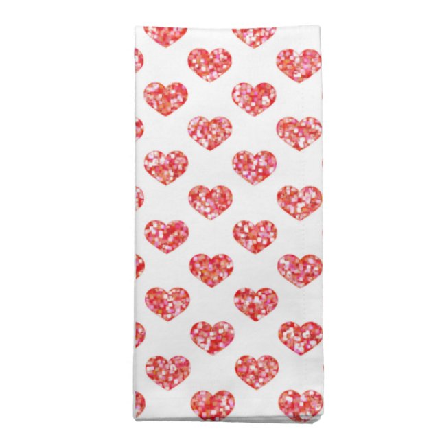 Valentine's Day Cloth Napkins with Red Hearts (Folded)