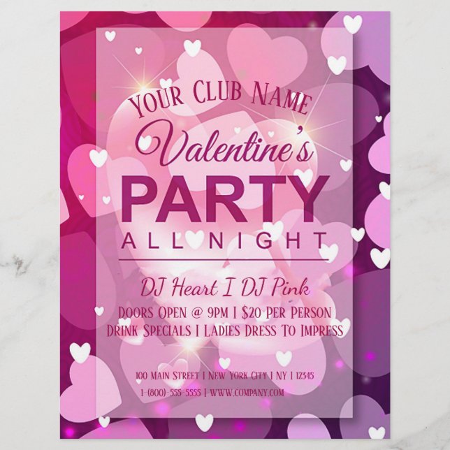 Valentines Day Club Party Flyer (Front)