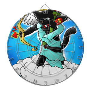 Valentine's Day Coal Black Cupid Cat+BGC Dartboard With Darts