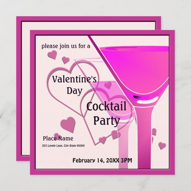 Valentine's Day Cocktail Party Invitation (Front/Back)