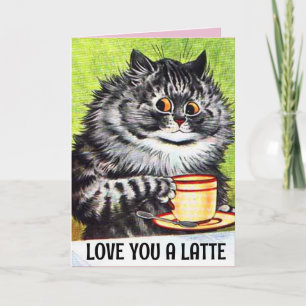 VALENTINE'S DAY COFFEE CAT ART LOVE BIG CARD CARDS