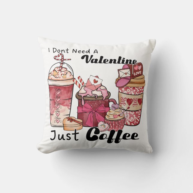Valentine's Day Coffee Funny Throw Pillow (Front)