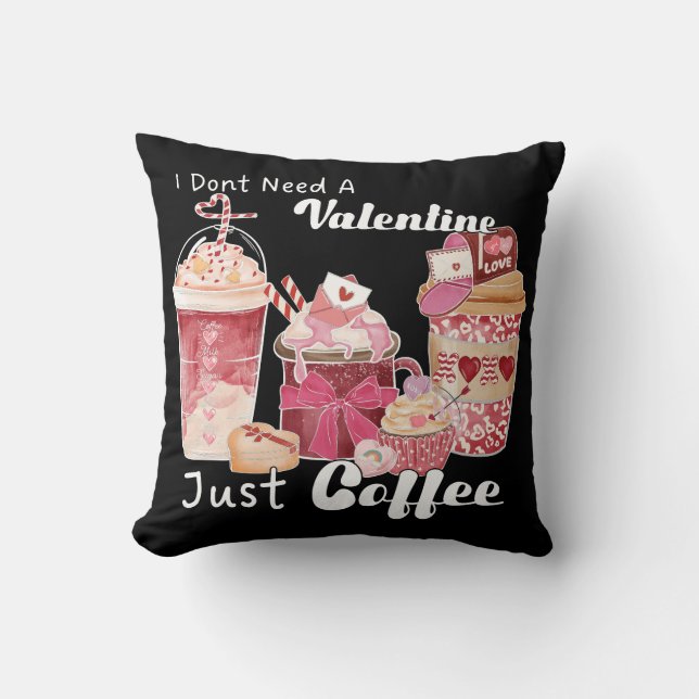 Valentine's Day Coffee Funny Throw Pillow (Front)