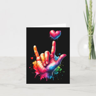 Valentines Day Colorful Asl I Love You Heart Women Card