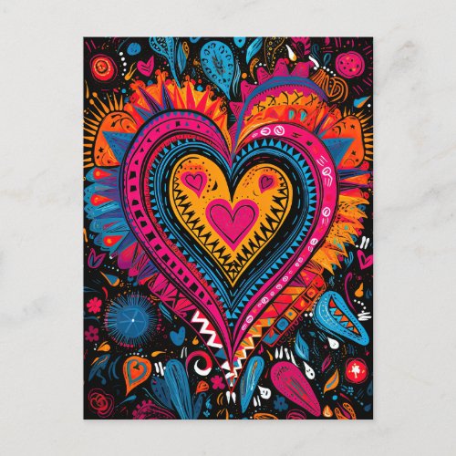 Valentines Day Colorful Hearts Love Postcard