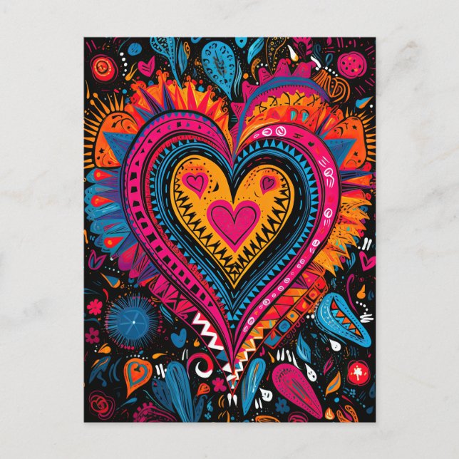 Valentine's Day Colorful Hearts Love Postcard (Front)