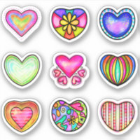 Rainbow Heart Gem Heart Sticker, Zazzle.com