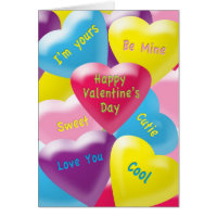 Valentine's Day Colorful Plumpy Hearts for Tweens Card