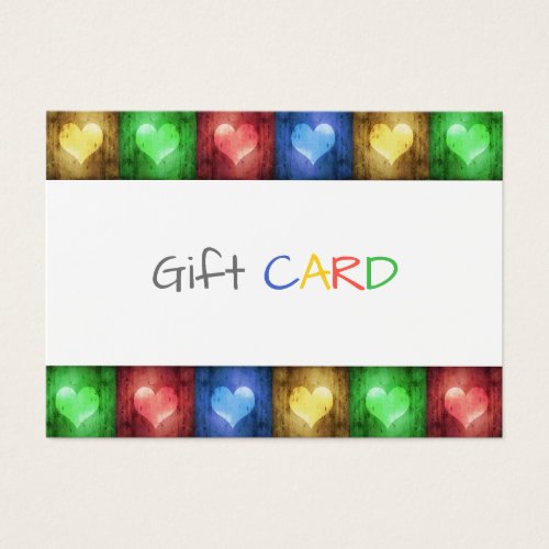 Valentines Day Colorful Rustic Hearts Gift Card