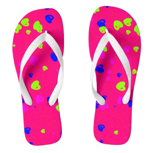 Valentines Day Colourful Hearts Flip Flops