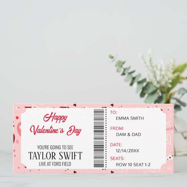 Valentines Day Concert Ticket Event For Him Her Invitation (Standing Front)