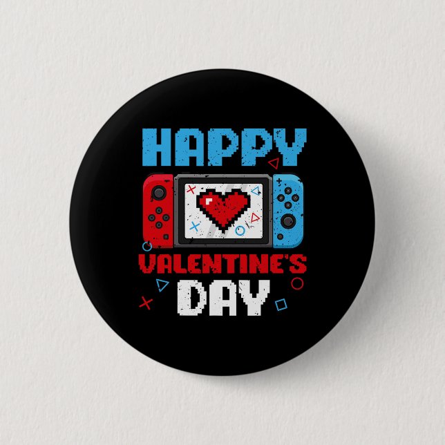 Valentines Day Controller Video Game Heart Boys Pa Button (Front)