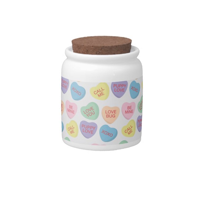 Valentines Day Conversation Candy Hearts Jar (Front)