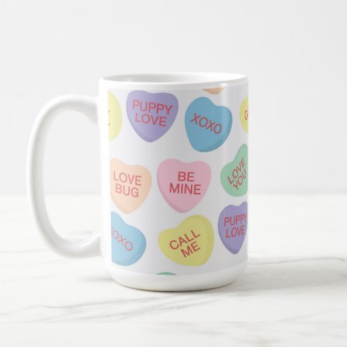 Valentines Day Conversation Candy Hearts Mug