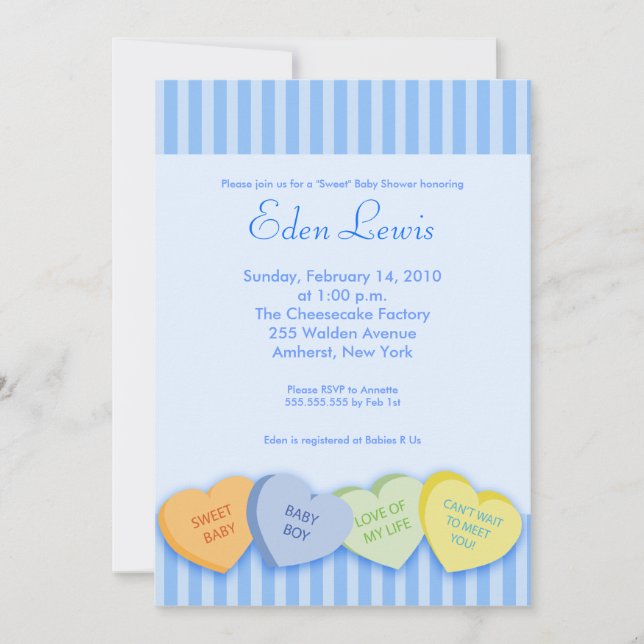 Valentines Day Conversation Heart Baby Shower Invitation (Front)