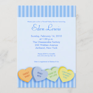 Valentines Day Conversation Heart Baby Shower Invitation