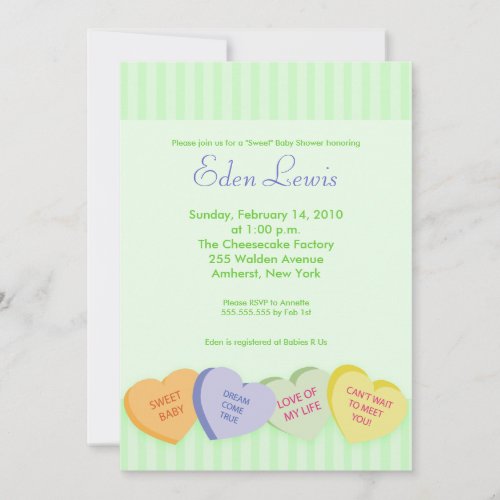 Valentines Day Conversation Heart Baby Shower Custom Announcement