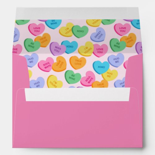 Valentines day conversation hearts love quotes envelope