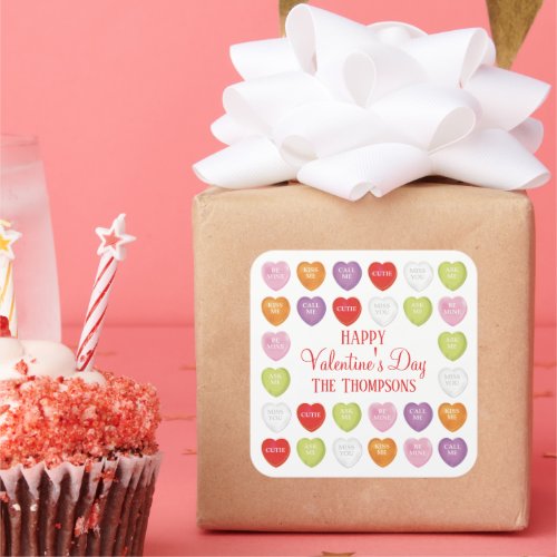 Valentines Day Conversation Hearts To From Cute  Square Sticker