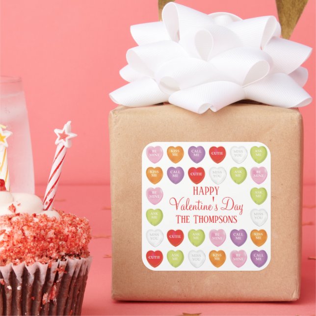 Valentine's Day Conversation Hearts To From Cute  Square Sticker (Party)