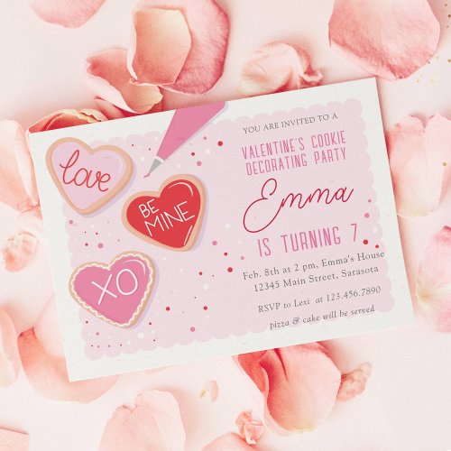 Valentines Day Cookie Decorating Birthday Party Invitation