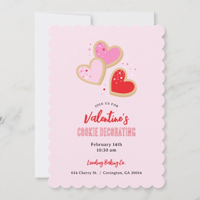 Valentine's Day Cookie Decorating Party Invitation (Front)