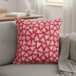 Valentine's Day Cookie Hearts watercolor Throw Pillow