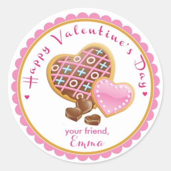 Valentine's Day Cookie Stickers Goodie Bag Sticker by ThreeFoursDesign at Zazzle