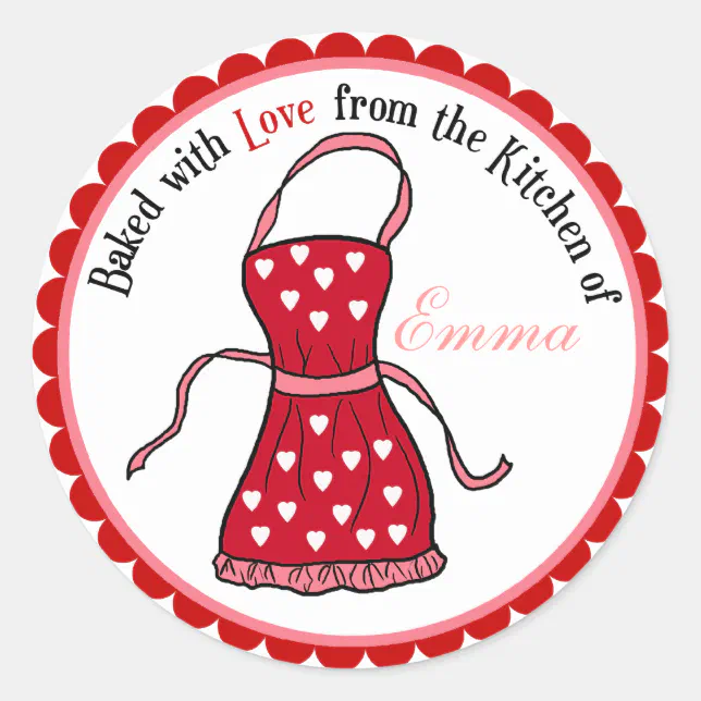 Kitchen Apron Sticker Valentines Day Cooking Apron Stickers | Zazzle