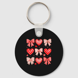 Valentines Day Coquette Bow Hearts Leopard Women G Keychain