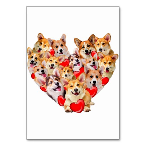 Valentines Day Corgi Dog Heart Tee Cute Puppy Table Number