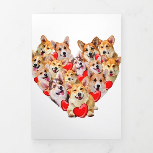 Valentines Day Corgi Dog Heart Tee Cute Puppy Tri_Fold Announcement