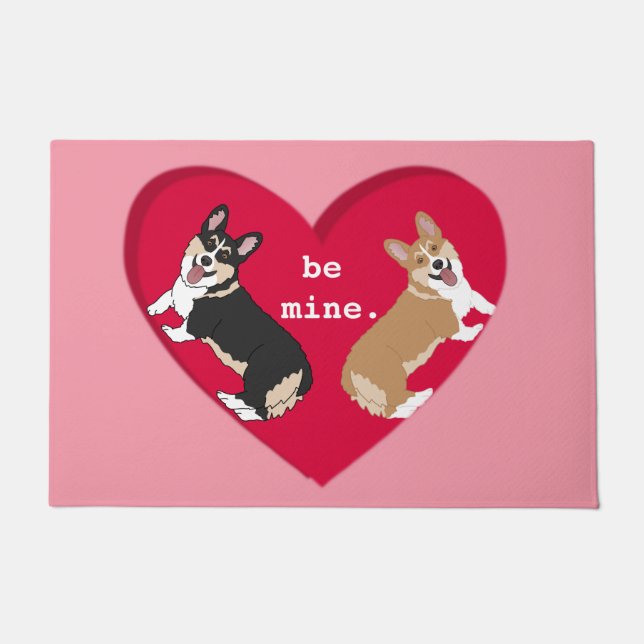 Valentines Day Corgi  Doormat (Front)