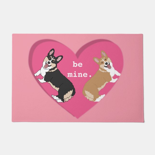 Valentines Day Corgi Doormat (Front)