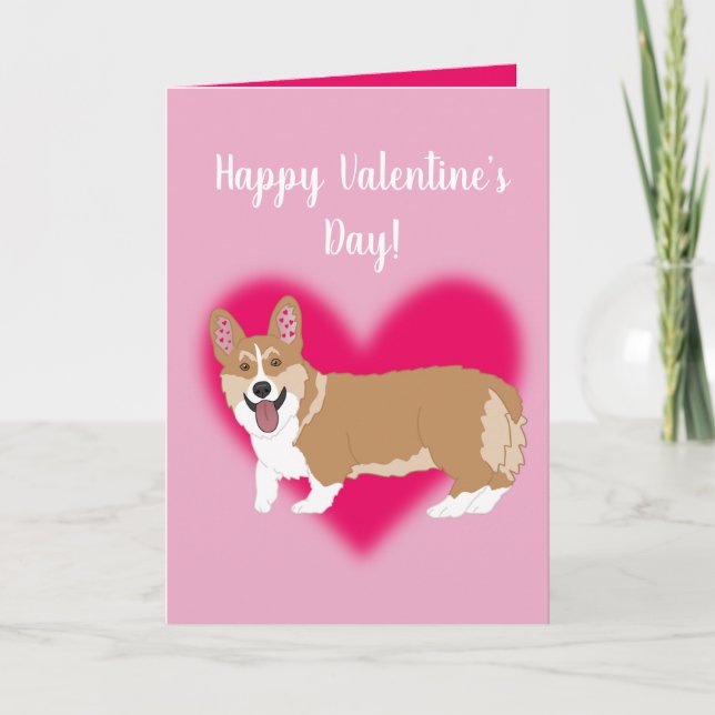 Valentines Day Corgi  Holiday Card (Front)
