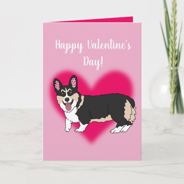 Valentines Day Corgi  Holiday Card (Front)