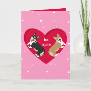 Valentines Day Corgi XOXO   Letterpress Thank You Card