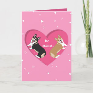 Valentines Day Corgi XOXO   Letterpress Thank You Card