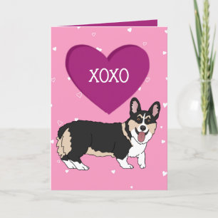 Valentines Day Corgi XOXO  Letterpress Thank You Card