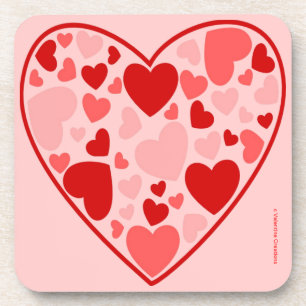 VALENTINE'S DAY CORK COASTERS - SET OF SIX - GIFTS